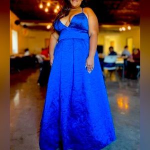 Jules & Cleo Blue Prom Dress | Floral Ball Gown | Plus size Prom Dress